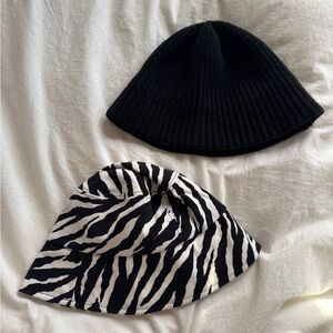 Black and Zebra Print Bucket Hats